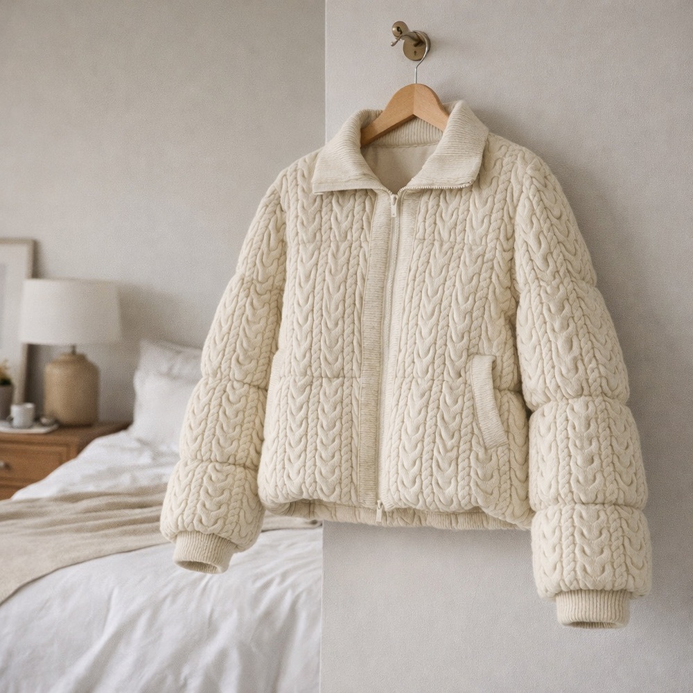 Cozy Cream Cable Knit Women's Jacket